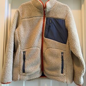 Eddie Bauer Womens Sherpa Jacket with Navy and Orange Trim